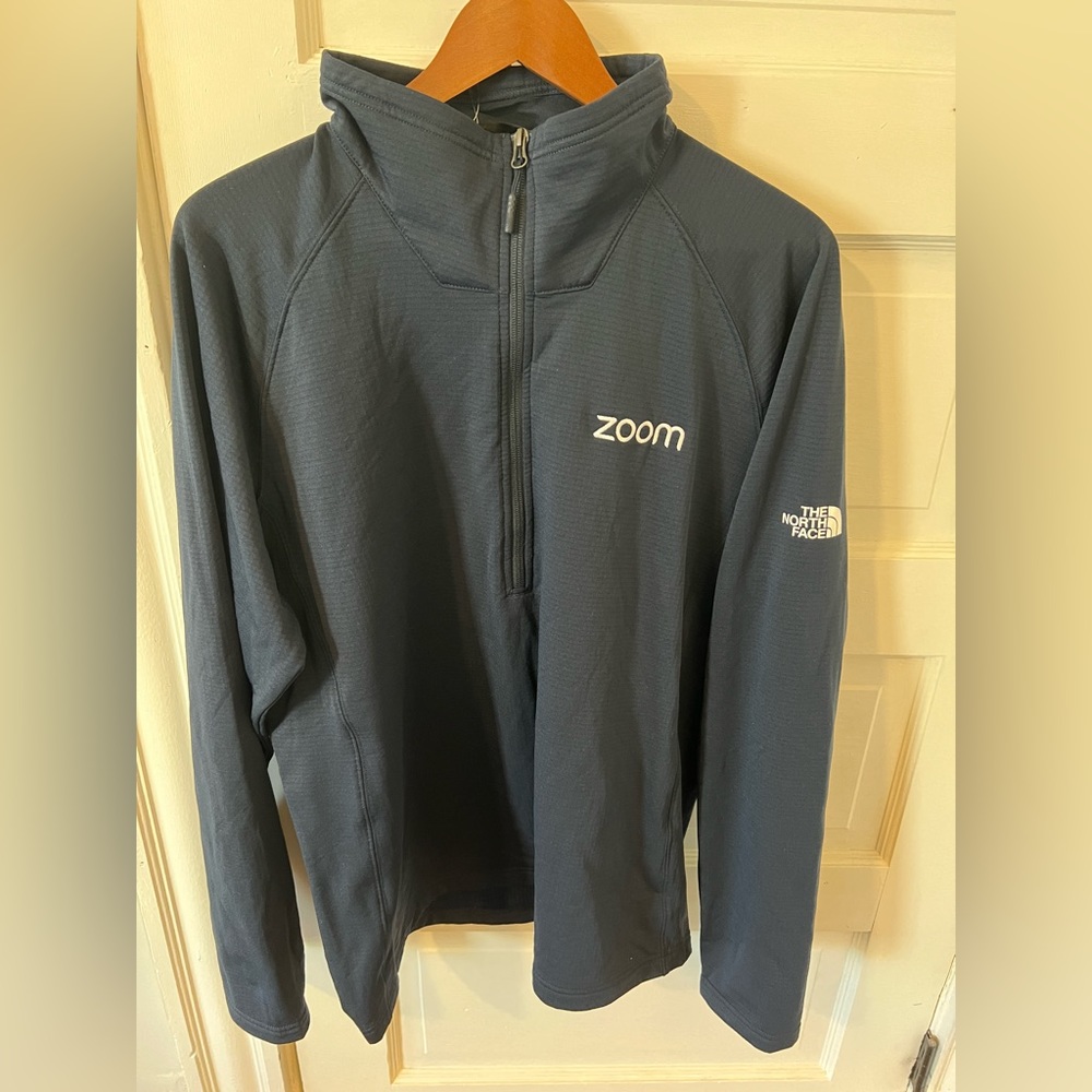 Navy north face half zip jacket